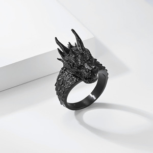 Popular yunnique retro dragon <b>ring</b> for men, punk dark dragon head index finger <b>ring</b>, <b>titanium</b> steel gold-plated, co - Product Image 4