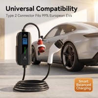 Chargeur de véhicule électrique portable pour extérieur, étanche, avec écran LCD, commande par application intelligente, prise NEMA 14-50, type 1 J1772, niveau 2, 32A 7,68 kW