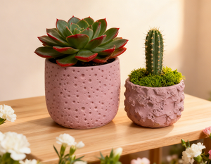 Vaso per <span class=keywords><strong>Piante</strong></span> in Cemento Rotondo con Supporto per Drenaggio Elegante Vaso Rosa in Cemento per <span class=keywords><strong>Piante</strong></span> <span class=keywords><strong>Grasse</strong></span> - Product Image 5