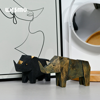 Objets de décoration intérieure pour la maison Artisanat personnalisé en résine Statue géométrique d'animal rhinocéros Sculpture Décoration intérieure