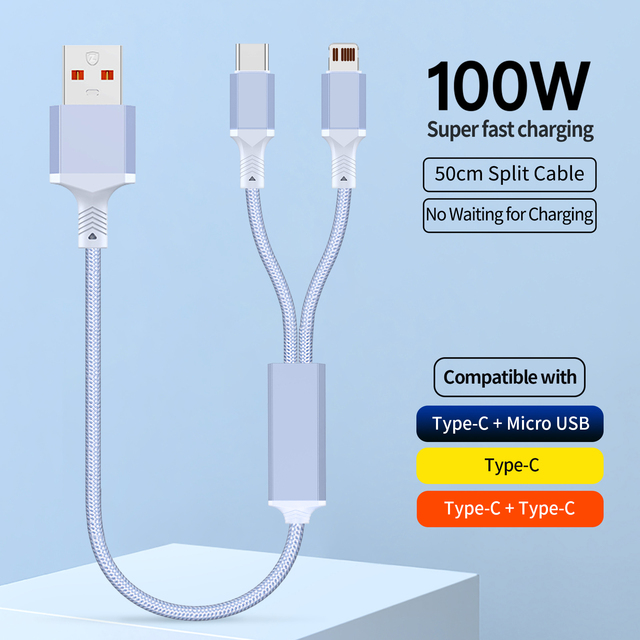 New Design 2-in-1 Hexagonal Braided PD100W USB Type-C Fast Charging Cable for iPhone 16/15