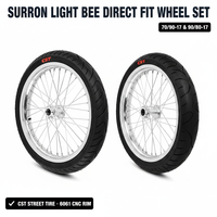 Juego de Ruedas Supermoto Surron Light Bee X de 17 Pulgadas, 70/90-17 90/80-17, Neumáticos Tubeless Plateados de Aluminio CNC para Calle y Drift, para Ultra Bee LBX