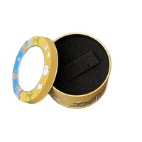 Boîte en étain ronde personnalisée de qualité alimentaire avec couvercle à charnière et fenêtre pour rangement de colliers, bagues, boucles d'oreilles et bracelets sur comptoir