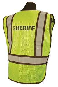 Chaleco DE SEGURIDAD PÚBLICA Sheriff (no relacionado) El chaleco HI VI cumple con los estándares ANSI Chaleco de neón transpirable de 2 clases para exteriores - Product Image 2