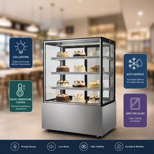 Vitrina Refrigerada Comercial con Vidrio Curvo 2-8 ° Vitrina Refrigerada para Exhibición de Alimentos, Pasteles y Bebidas, 220V 50Hz, para Restaurante - Product Image 4
