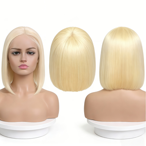 Perruque Lace Front 360 Cheveux Humains Raides Densité 150% HD Sans Colle avec Baby Hair Vente en Gros Perruque Bob Cheveux Humains Remy <span class=keywords><strong>Blond</strong></span> - Product Image 1