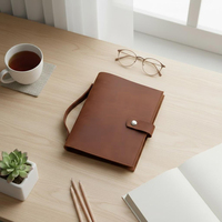 Couverture de classeur A5 en cuir véritable avec poignée, personnalisable, pour carnet à feuilles mobiles, en cuir de vachette, rechargeable, idéal pour les cadeaux