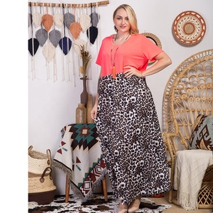 <span class=keywords><strong>Robe</strong></span> <span class=keywords><strong>longue</strong></span> grande taille décontractée à imprimé léopard et blocs de couleur pour femmes rondes – Vente en gros - Product Image 2