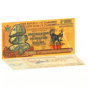 Ensemble de billets de banque en feuille d'or sur le thème historique du <span class=keywords><strong>Zimbabwe</strong></span>, 100 trillions de dollars, plaqué or 24 carats, PVC imperméable, collection souvenir, cadeau - Product Image 4