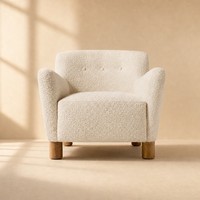 Fauteuil lounge moderne en tissu nordique, pieds en bois massif, écologique, durable, beige, fauteuil individuel pour salon, meubles de maison