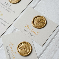 Cartes de Menu de Mariage Personnalisées Imprimées sur Papier de Luxe pour Hôtels et Restaurants avec Lettres Dorées et Sceau de Cire