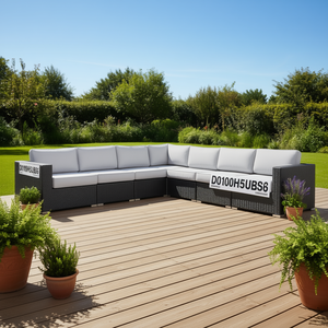 D0100H5UBS6 Canapé d'extérieur en osier pour patio, 122 pouces, avec coussins confortables, entièrement assemblé pour usage résidentiel - Product Image 2