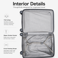 Valise de cabine ultra-légère de 20 pouces en matériau PC, bagage à roulettes portable en aluminium pour les courts séjours.