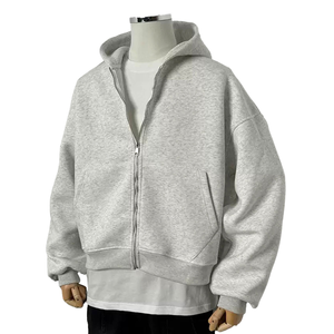 <span class=keywords><strong>Hoodie</strong></span> Zipper Custom OEM, Bahan Katun French Terry Tebal 400 Gsm, Model Oversize, Crop, dan Boxy untuk Pria - Product Image 2