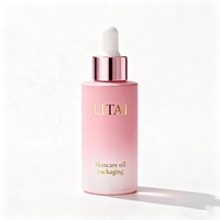 Flacon compte-gouttes d'huile essentielle vide personnalisé rose de luxe de 60ml 80ml Flacon de sérum cosmétique en verre de 30ml 50ml avec compte-gouttes en or rose