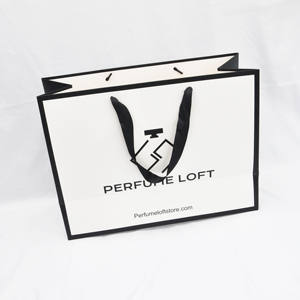 Simple Style Paper Bag Black Border White Paper Carry Bags With Handles <b>for</b> Shopping Cosmetic - Product Image 3