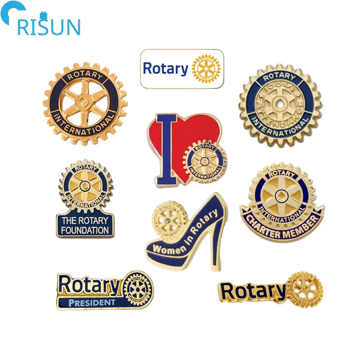 Broche de lapela para emblemas de Rotary Club Internacional, broche de lapela personalizado para membro, broche esmaltado rotativo personalizado