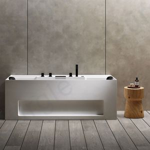 Baignoire spa de luxe pour adultes Baignoires de massage en pierre artificielle blanche autoportantes avec jacuzzier - Product Image 3