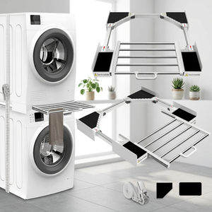 Kit de superposition lave-linge-sécheuse avec séchoir à linge, kit universel avec sangle de sécurité - Product Image 1