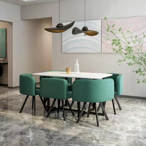 Ensemble de Table à <span class=keywords><strong>manger</strong></span> et <span class=keywords><strong>chaise</strong></span> en marbre, <span class=keywords><strong>salle</strong></span> à <span class=keywords><strong>manger</strong></span> moderne de style nordique, en tissu permettant de gagner de l'espace, vente en gros, 2022 - Product Image 3