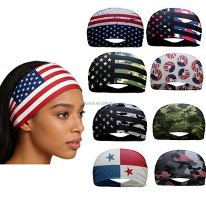 Op maat gemaakte hoofdbanden met vlaggen van de VS, Mexico en het VK.  Aanpasbare, omkeerbare, elastische sport hoofdbanden voor basketbal, voetbal en andere sporten. - Product Image 1