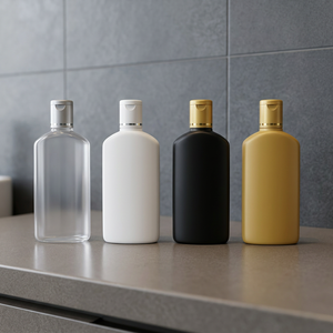 Botella Plana de 100 ml para Champú con Tapa Abatible Metalizada, Envase Cosmético de Plástico Premium para Champú, Acondicionador y Loción - Product Image 2