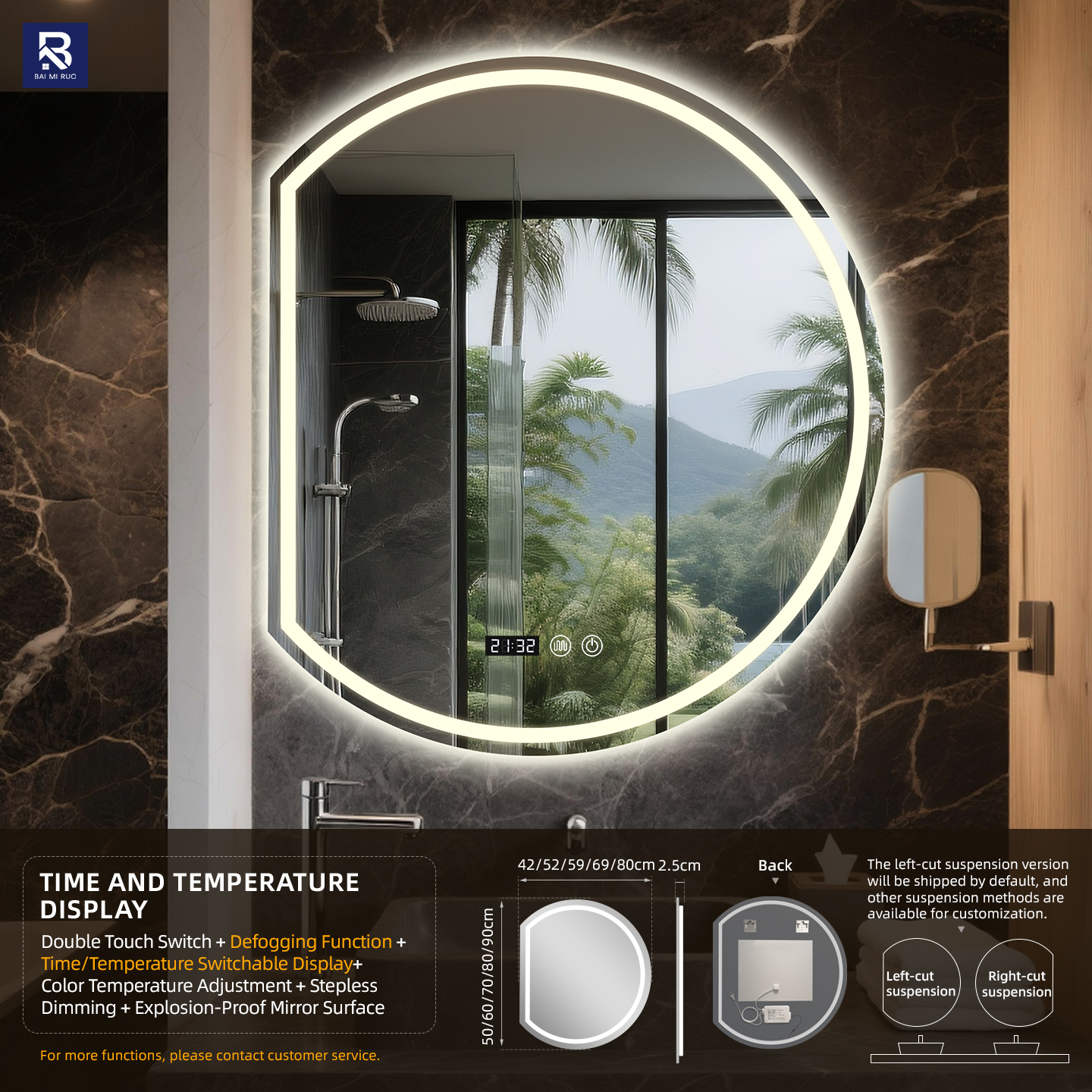 Tiempo y Temperatura + Doble Táctil + Luz de 3 Colores + Desempañado