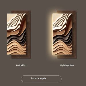 Pintura Decorativa Minimalista para Entrada, Textura de Arenisca, Cuadro para Colgar en la Pared del Sofá, Mural Abstracto 3D Avanzado con Lámpara - Product Image 2