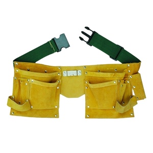 Sac de ceinture double en cuir de vache jaune personnalisé pour électricien avec étui à outils spécial, sac de ceinture pour électricien - Product Image 1