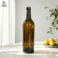 Bouteille de vin vide de 750 ml, style Bordeaux, en verre sodocalcique de qualité alimentaire, pour l'emballage de vin rouge et de vin de fruits