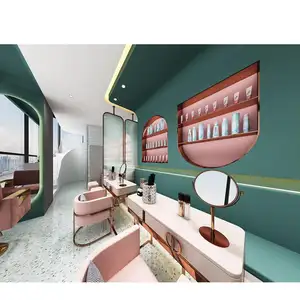 2023 Modern Design Beauty Nail Salon Store Interior Decoration / Retail Salon Store Idea With Hair Salon Station