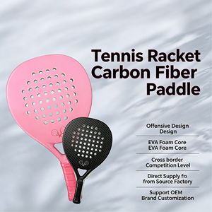 Raquette de padel en fibre de verre personnalisée OEM ODM avec noyau en mousse élastique, forme hybride, finition brillante pour hommes et femmes, contrôle maximal. - Product Image 4