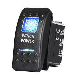 Interrupteur de commande de treuil <span class=keywords><strong>à</strong></span> LED bleue 5 broches SPST 20Amp étanche <span class=keywords><strong>à</strong></span> l'eau pour voiture camion UTV Moteur de treuil système 12V - Product Image 4