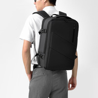 Sac à dos imperméable en PU grande capacité, sac à dos pour ordinateur portable tendance avec capacité extensible pour les voyages d'affaires, les étudiants et les voyages, avec port USB