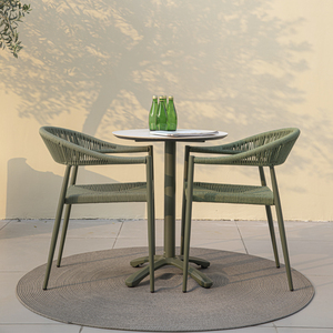 Mesa de Comedor Redonda OSMEN <span class=keywords><strong>Jennifer</strong></span>, Tablero de Piedra Sinterizada de Aluminio, Muebles Modernos para Patio y Restaurante al Aire Libre - Product Image 4