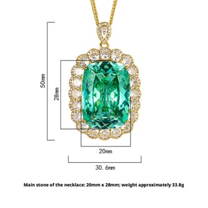 Classic Jewelry Eco-friendly <b>Copper</b> Cushion Halo Diamond Cubic Zirconia Black Gold Plated Necklace for Women Wedding Anniversary - Product Image 2
