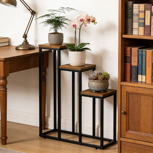 Support à plantes moderne à 3 niveaux en fer métallique, revêtement poudré, support à fleurs haut, support à plantes d'angle pour intérieur/extérieur - Product Image 3