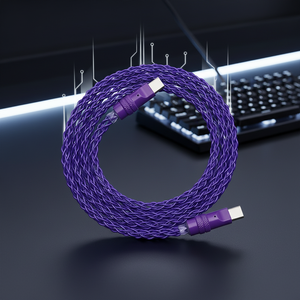 Câble de clavier magnétique 8K 8 cœurs 1,3m-1,8m à lumière blanche pour éclairage d'ambiance de voiture, charge rapide PD60W [couleur fixe] - Product Image 1