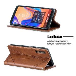 Nobile Plaid Cuoio DELL'UNITÀ di elaborazione + TPU Cassa Del Raccoglitore con Slot Per Schede e Stand per Samsung <span class=keywords><strong>Galaxy</strong></span> <span class=keywords><strong>A7</strong></span> 2018 A750 - Product Image 4