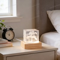Lampe de chevet décorative en résine époxy en forme de cerisier, rechargeable par USB, pour chambre à coucher, chambre d'enfant, salon
