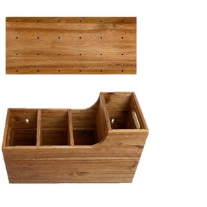 Wooden <b>Kitchen</b> Utensil <b>Rack</b> Wall Mounted Rectangle Natural Wood Color Knife Fork Spoon Organizer Drainer <b>Rack</b> Tableware <b>Storage</b> - Product Image 5