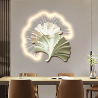 Horloge murale moderne et élégante en forme de feuille de Ginkgo, design unique et créatif, lumière LED, acrylique, aiguille ultra silencieuse pour la décoration de la maison, salon