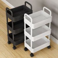 Chariot de rangement pliable à 5 niveaux en plastique, mobile, pour cuisine, dortoir, chambre à coucher, chevet