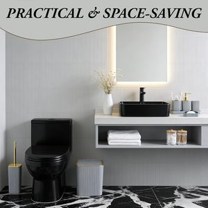 Set Bagno Lusso Nero e Oro 9 Pezzi, Set Accessori Bagno in Plastica Nero e Oro, Dispenser Sapone Nero e Oro, Set Decorazione Bagno per <span class=keywords><strong>Arredamento</strong></span> Casa - Product Image 3