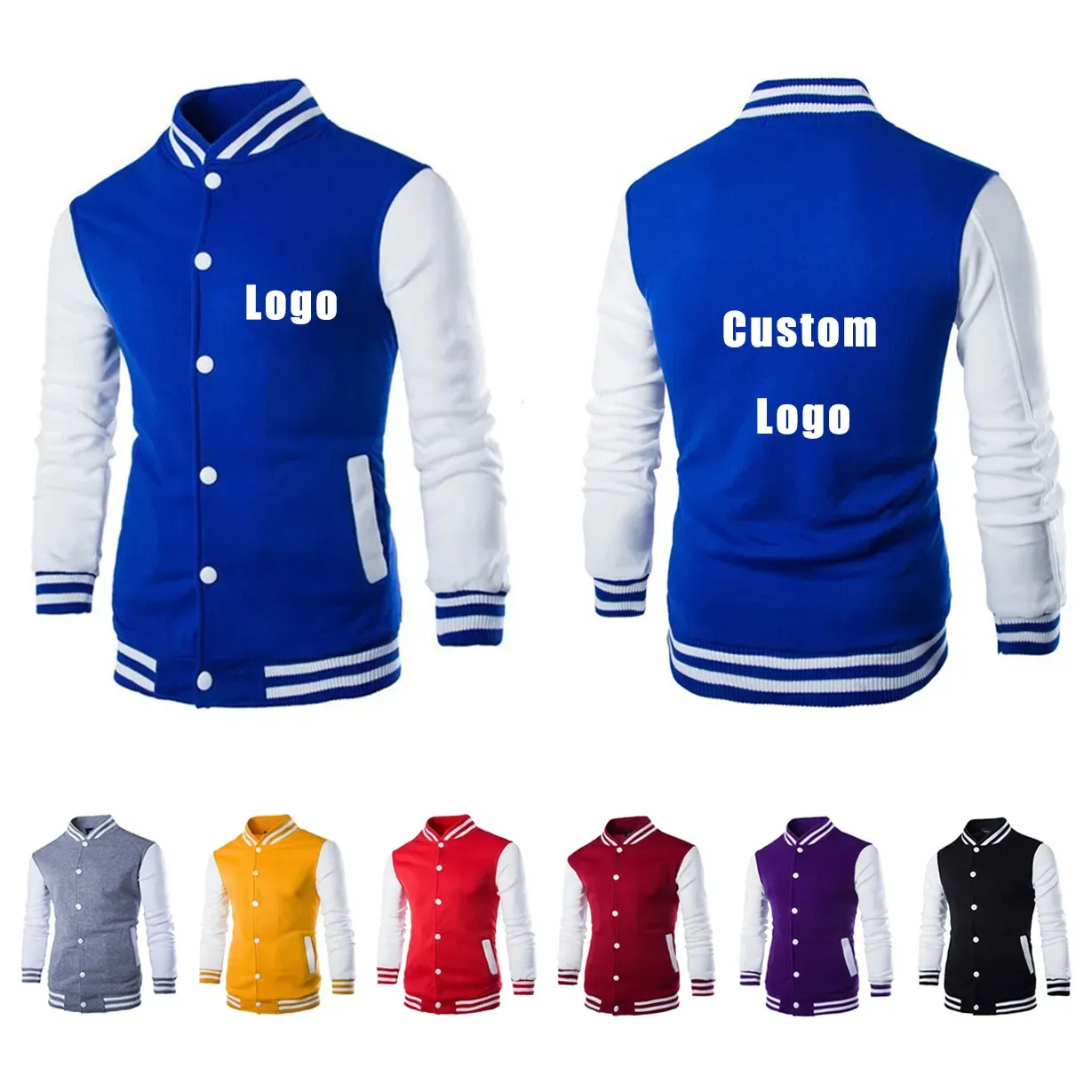 Jaqueta masculina plus size para o time do colégio, jaqueta em branco com logotipo personalizado, jaqueta lisa Letterman para o time do colégio, ideal para homens, 2024