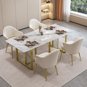 Chaise de salle à manger crème moderne de Style nordique dossier de luxe léger pour la négociation de célébrités d'Internet à la maison d'affaires - Product Image 3