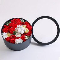 Caja de Regalo Redonda Personalizada para Ramos de Flores, Caja Vacía con Tapa Transparente, Caja de Cartón para Empaque de Rosas, Caja de Sombrero para Bodas y Cumpleaños