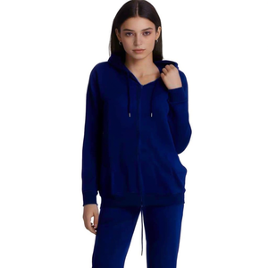 HDJ Ensemble de survêtement pour femme, sweat-shirt à capuche et pantalon, coupe ample, décontracté, automne, longueur complète, couleur unie, 100% coton - Product Image 1