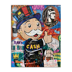 Póster de grafiti ilustraciones <span class=keywords><strong>Monopoly</strong></span> lienzo pósteres e impresiones artísticos hombre rico calle pared arte pintura cuadros modernos para decoración del hogar - Product Image 1