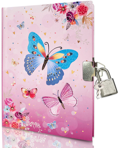 Diario A5 con Farfalla, Quaderni Carini con Lucchetto e Chiave per Ragazze, Regali Disponibili - Product Image 1